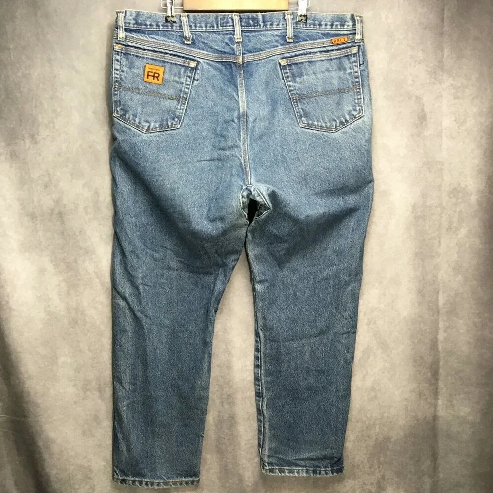 Wrangler FR Riggs Men Jeans Blue size 42x32 Workwear Denim Flame Resistant Pants